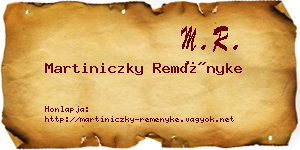 Martiniczky Reményke névjegykártya